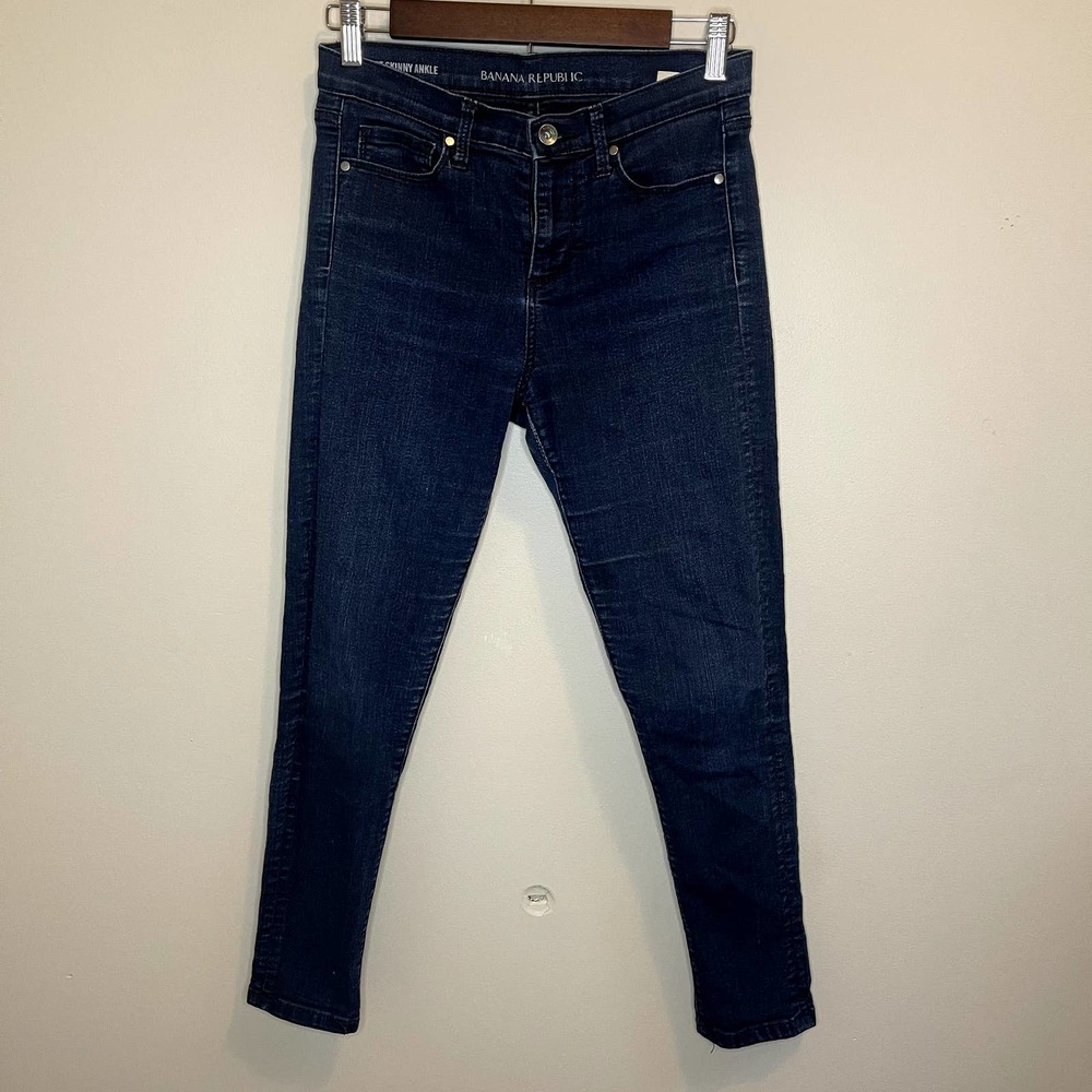 Banana Republic Womens High Waist Skinny Ankle Jeans Dark Wash High Rise Size 27